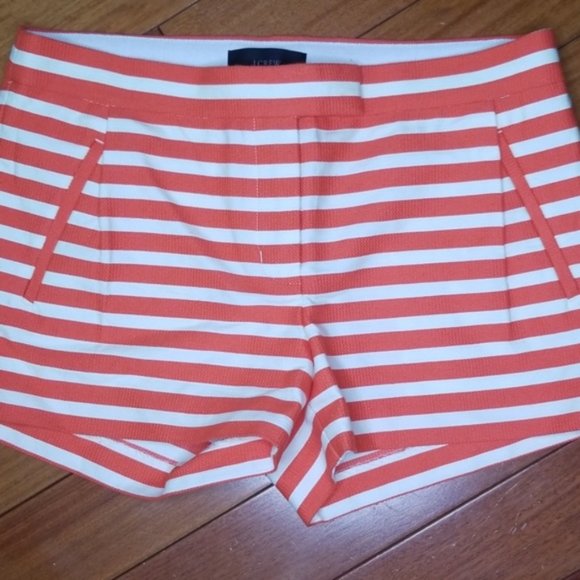 {J.Crew} Orange & Cream Striped Shorts - Picture 2 of 8